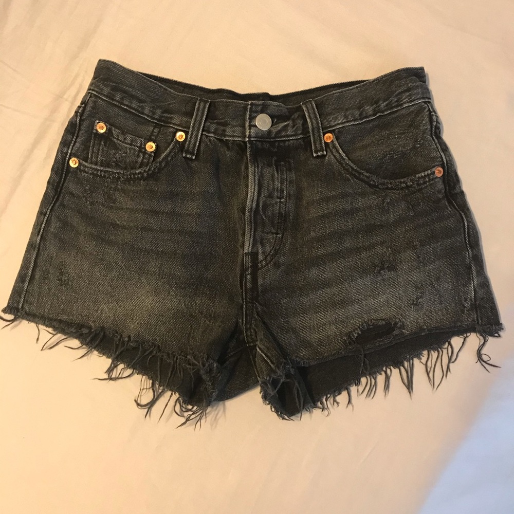 Levi’s Grey Black Dark Wash Denim Shorts